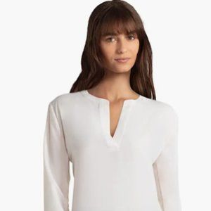 Youtalia Women's Casual V Neck Blouse Cuffed Sleeve Loose Tunic Shirts Tops